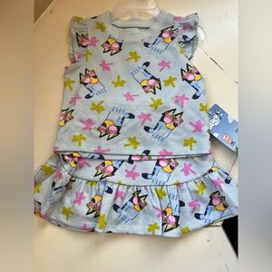 Bluey 2 Piece Shirt and Skirt Set with shorts